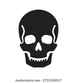 Human skull icon vector illustration showing cranium head bone skeleton dead spooky halloween danger warning pirate symbol isolated white background design element sign