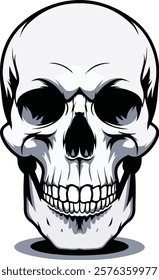 Human Skull Illustration silhouette black isolated on white background