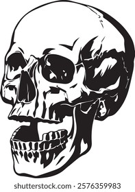 Human Skull Illustration silhouette black isolated on white background