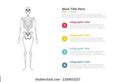 human skull infographics template with free space of text with various color and description - vector