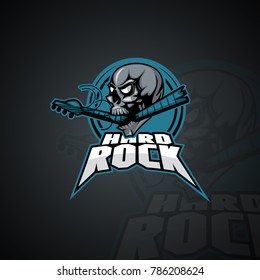 Human skull with an inscription Hard Rock. Vector image