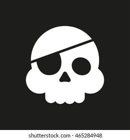 Human skull isolated on background. Cartoon skull. Vector flat icon