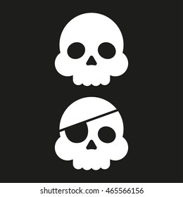 Human skull isolated on background. Cartoon skull. Vector set