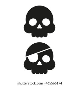 Human skull isolated on background. Cartoon skull. Vector set