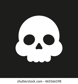 Human skull isolated on background. Cartoon skull. Vector flat icon