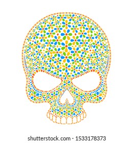 Human skull isolated on black, color object. Vector illustration