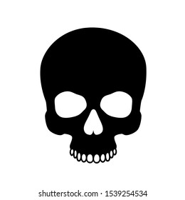 Human skull isolated on black, color symbol. Vector illustration