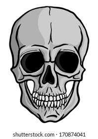 Human skull isolated on white background. Freehand drawing.Vector illustration.