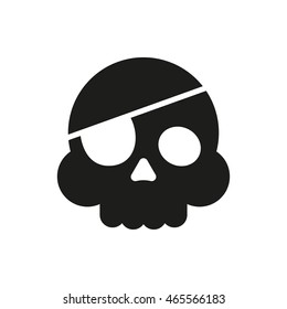 Human skull isolated on white background. Cartoon skull. Vector flat icon