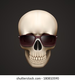 Human skull isolated with sunglasses. Vector illustration