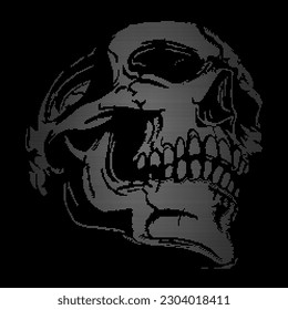 human skull, large applique with 2mm rhinestones
