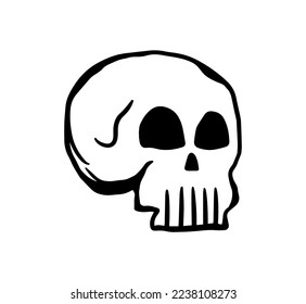 Human skull line art design vector. Hand drawn character symbol. 