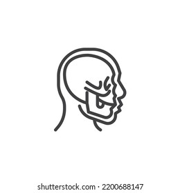 Human skull line icon. linear style sign for mobile concept and web design. Human anatomy outline vector icon. Symbol, logo illustration. Vector graphics