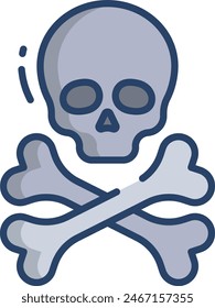 Human skull linear color vector illustration
