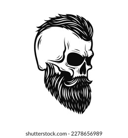 Human skull logo. Black and white emblem. Vector illustration