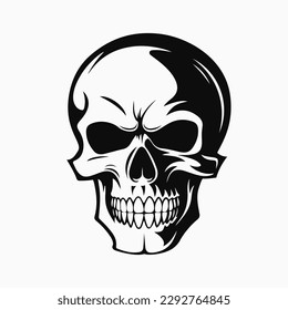 Logo del cráneo humano. Emblema blanco y negro. Ilustración del vector