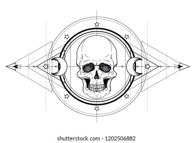 Human Skull Lotus Over Mandala Inspired Stock Vector (Royalty Free ...