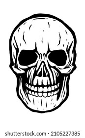 human skull with a lower jaw - vector illustration - Out line