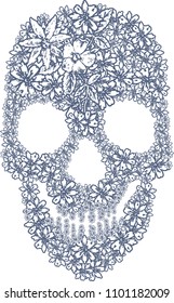 Human skull made of flowers
