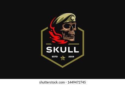 Human Skull Military Beret Cockade Vector Stock Vector (Royalty Free ...