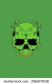 Calavera humana con ilustración vectorial de moho