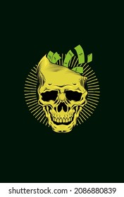 Human skull with money vector illustration