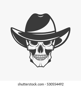 Human skull in monochrome style isolated on white background vector illustration. Design elements for logo, label, emblem.