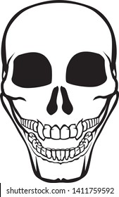 Human skull. Monochrome vector, isolated, stylized image.