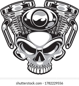 Human skull motor head shaped
