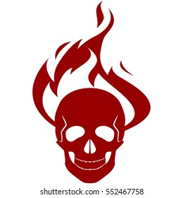 Human skull on fire. The illustration on a white background.
