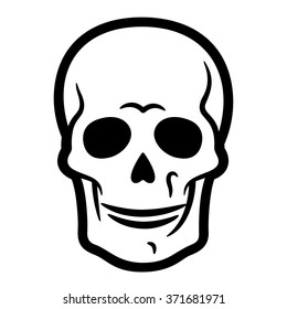 Human skull on white background