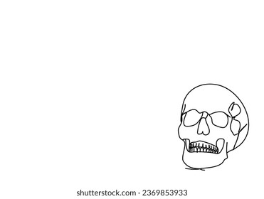 The human skull. One line drawing, vector illustration.