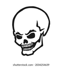 Human Skull. Outline Silhouette. Design Element. Vector Illustration Isolated On White Background. Template For Books, Stickers, Posters, Cards, Clothes.