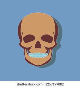 human skull paper sticker on stylish background