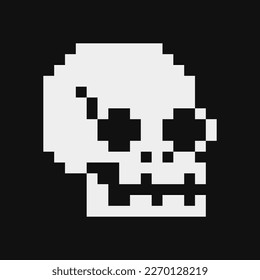 Human skull pixel art icon, isolated on white background vector illustration. 8-bit sprite.Design stickers, logo, mobile app, embroidery.