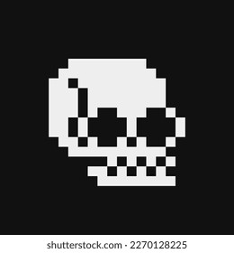 Human skull pixel art icon, pirate symbol, isolated on white background vector illustration. 8-bit sprite.Design stickers, logo, mobile app, embroidery.