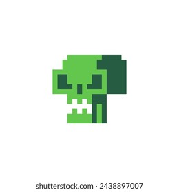 Human skull pixel art icon, isolated on white background vector illustration. 8-bit sprite.Design stickers, logo, mobile app, embroidery. 