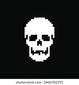 Human skull pixel art icon. Vector illustration