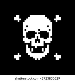 Menschlicher Schädel Pixel Art Symbol. Vektorgrafik