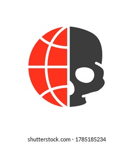 Human skull with planet colored icon. Day of the Dead, Skull World Day symbol