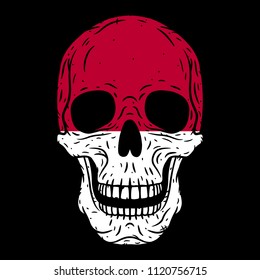 
Human skull with Poland flag isolated on black background. Skull. Vector skull.
