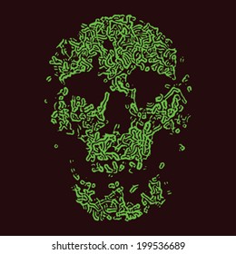 Human skull print template. Vector.