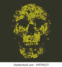 Human skull print template. Vector.