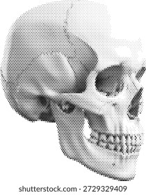 Ilustración vectorial de perfil de cráneo humano para temas de diseño de anatomía y muerte de horror