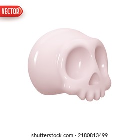 Human skull. Realistic 3d design element In plastic cartoon style. Icon isolated on white background. Vector illustration