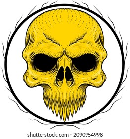 Human skull with root vector illustration