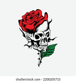 Human Skull Rose Vector Illustration On Stock Vector (Royalty Free ...