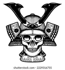 Calavera humana Samurai con máscara - Línea de salida