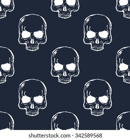 Human  Skull Seamless Pattern Vector Illustration