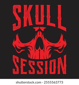 Human Skull Session t-shirt Print Design Vector Illustration.